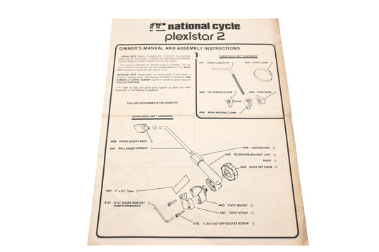 National Cycle 1199 Plexistar 2 Owner's Manual & Assembly Instructions Qty 1