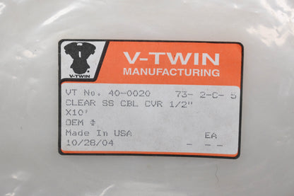V-Twin 40-0020 1/2" x 10' Clear Cable Cover Qty 1 NOS