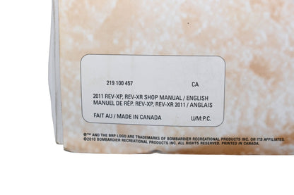OEM Ski-Doo 219100457 2011 REV-XP REV-XR Shop Manual Qty 1