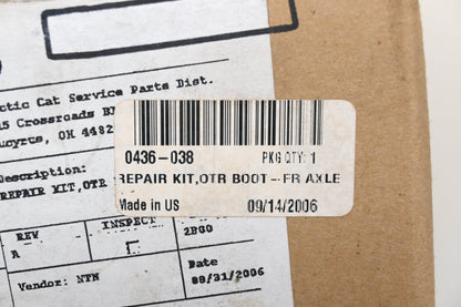 New OEM Arctic Cat 0436-038 Front CV Joint Boot Repair Kit Bearcat 4x4 454 Qty 1 NOS