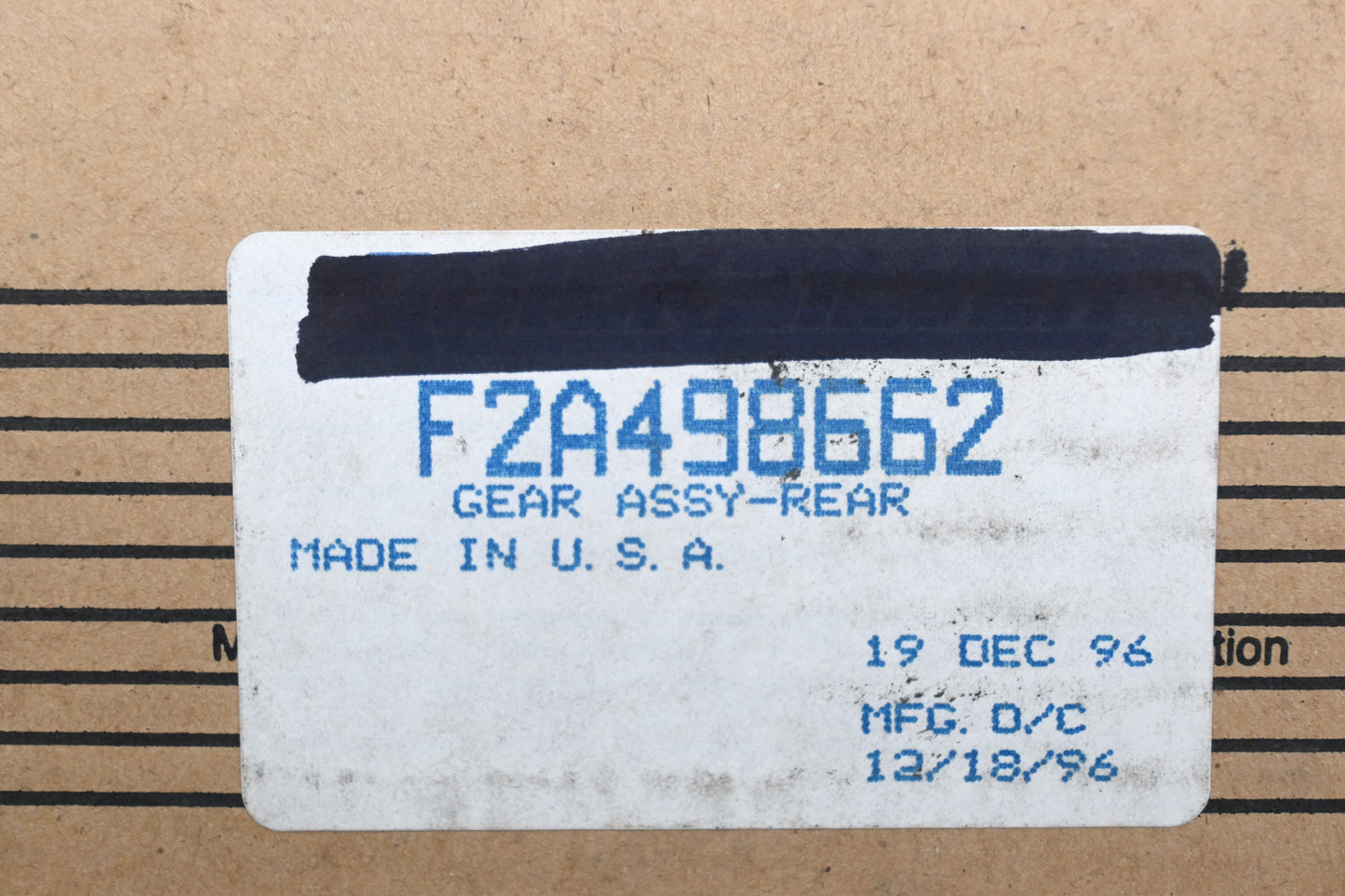 Aftermarket F2A498662 Rear Gear Assembly Qty 1 NOS