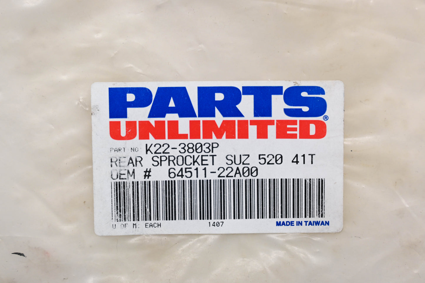 Parts Unlimited K22-3803P, 64511-22A00 Rear Sprocket Suzuki 520 41T Qty 1 NOS