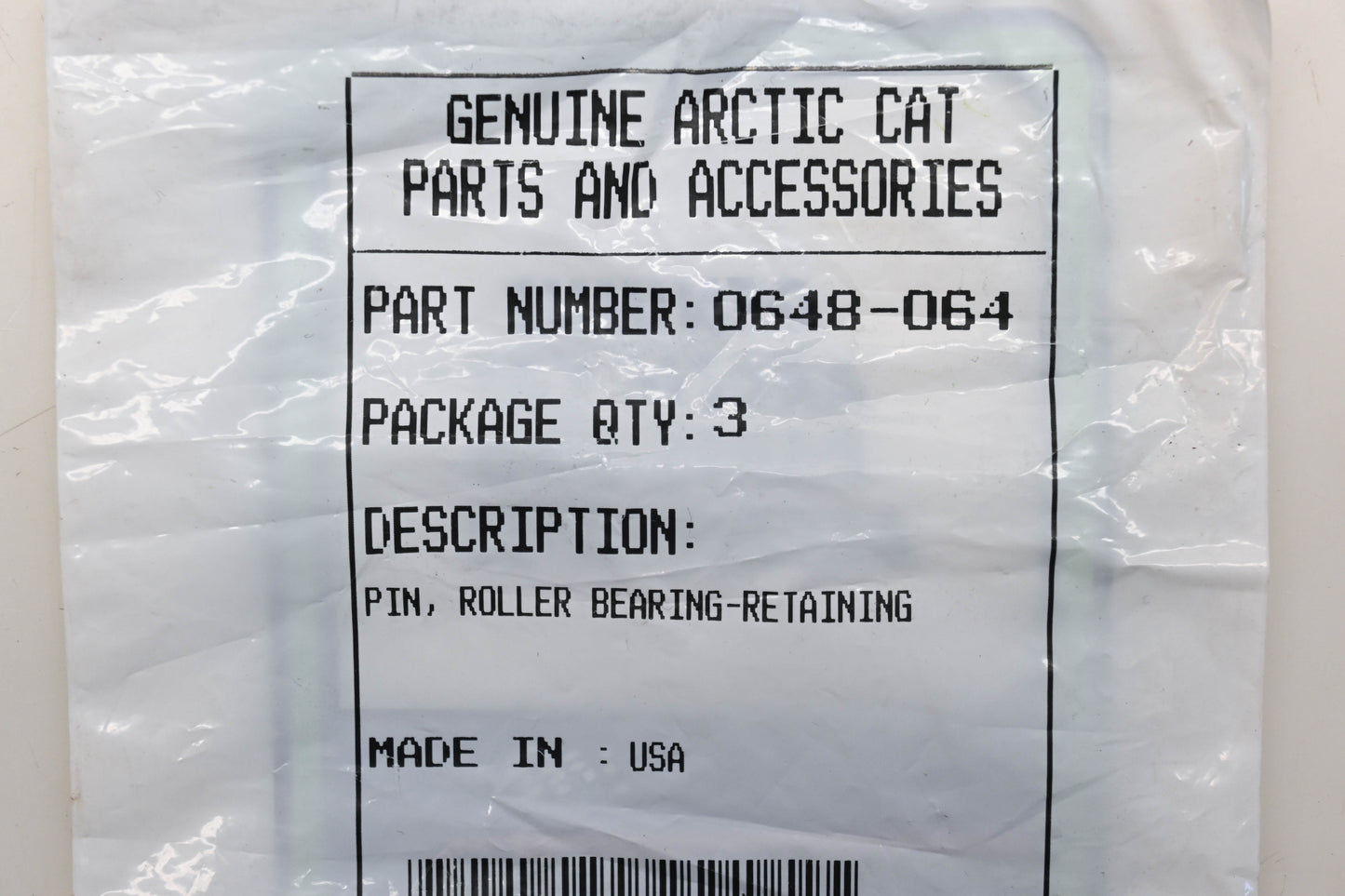 New OEM Arctic Cat 0648-064 Retaining Plate Roller Bearing Pins Qty 3 NOS