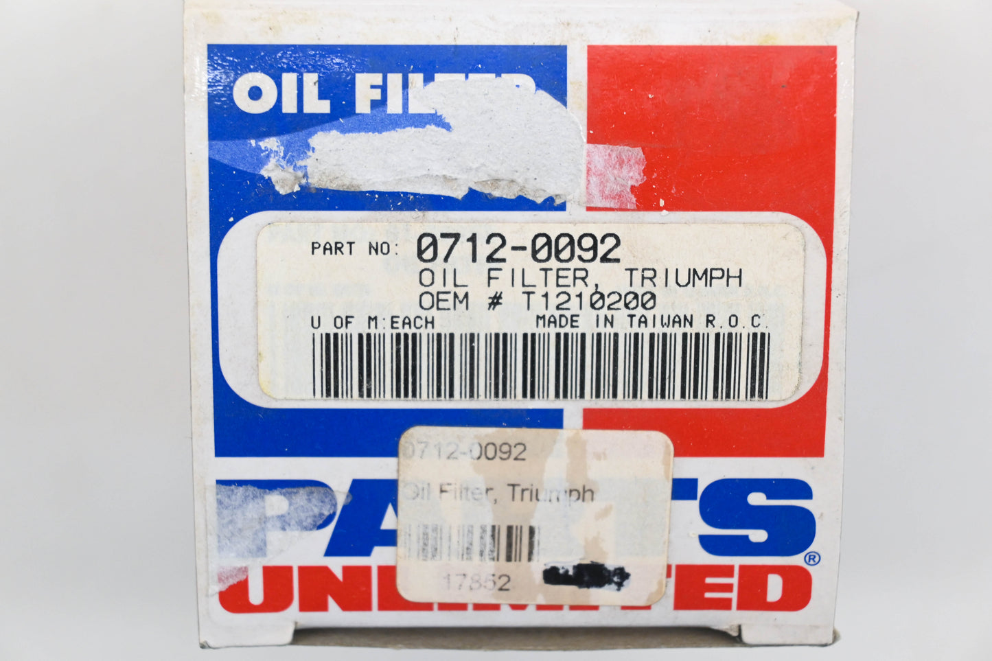 Parts Unlimited 0712-0092, T1210200 Oil Filter Triumph Qty 1 NOS