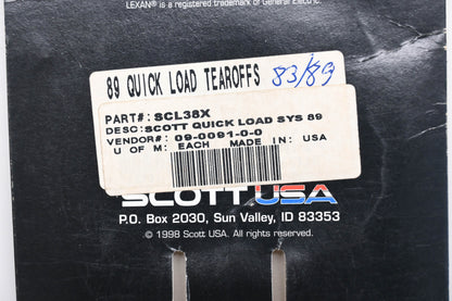 Scott SCL38X Quick Load Tearoff Clear Lexan Kit NOS
