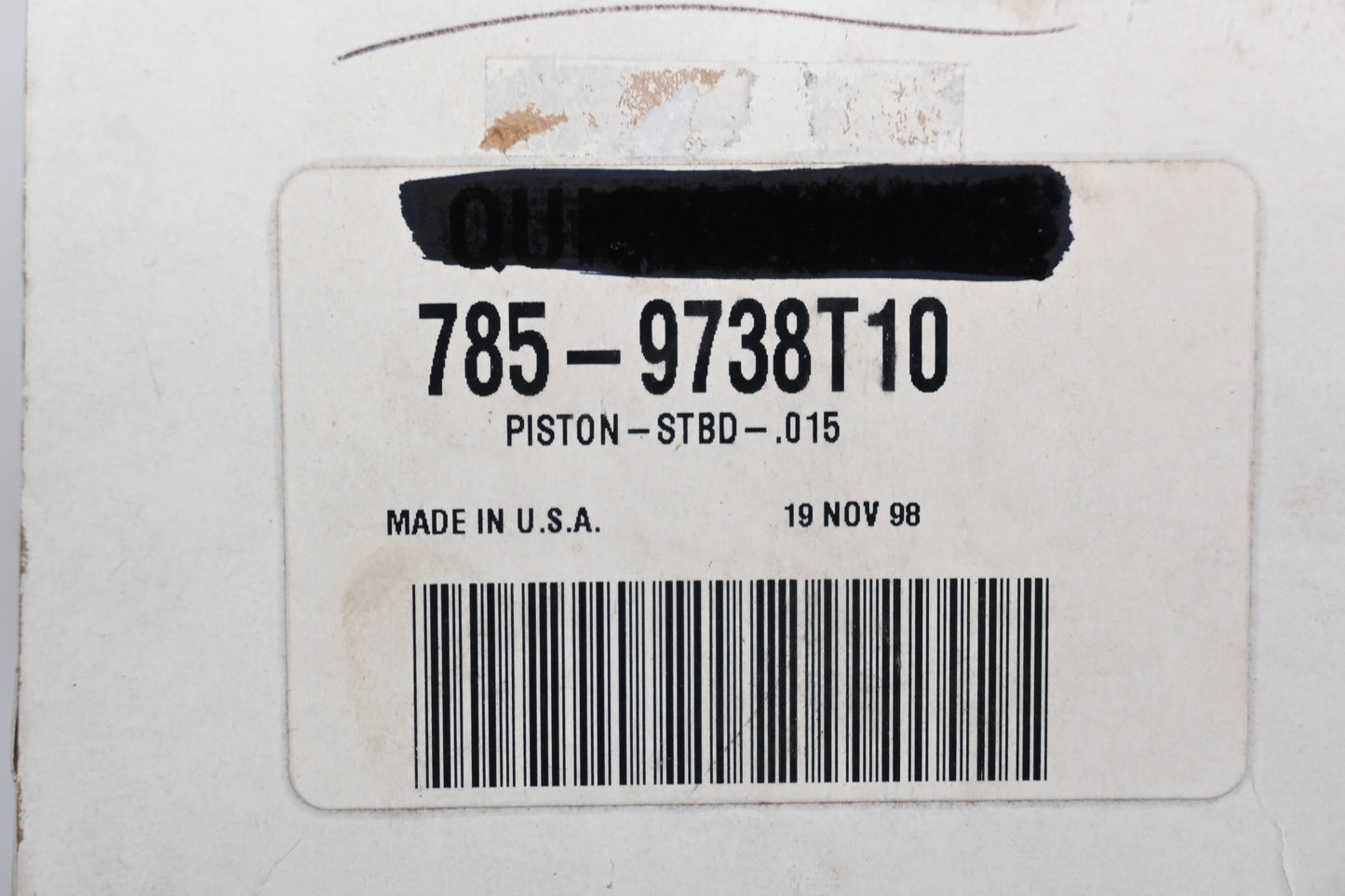 Aftermarket 785-9738T10 STBD Piston Kit .015 Qty 1 NOS