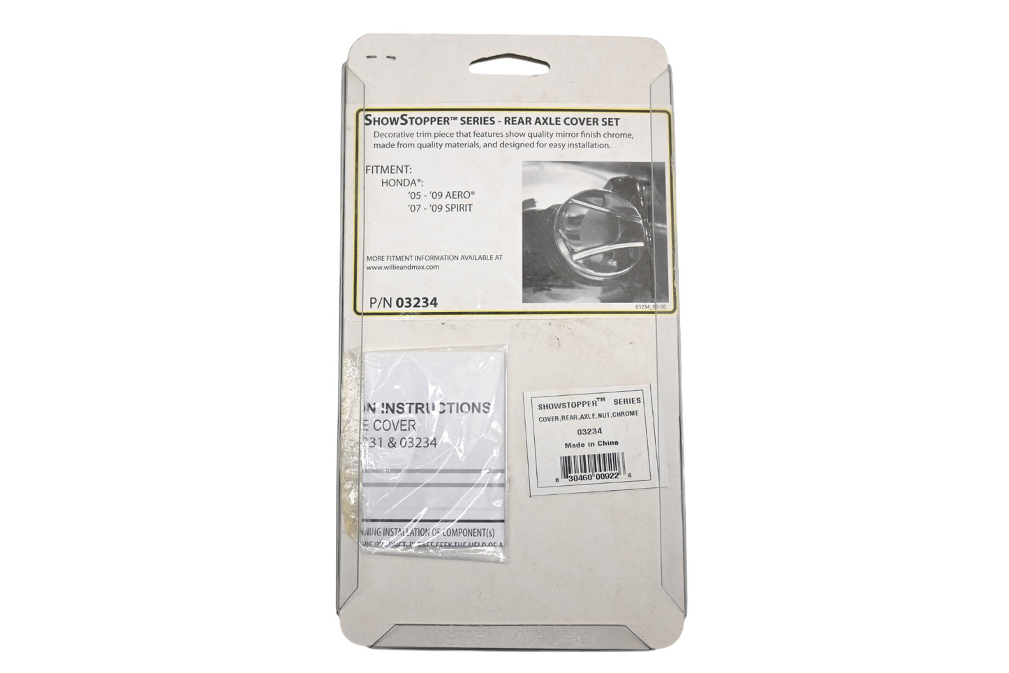 Willie & Max 03234, 63-0507 Rear Axle Cover Set Honda 05-09 Aero 07-09 Spirit Qty 1 NOS