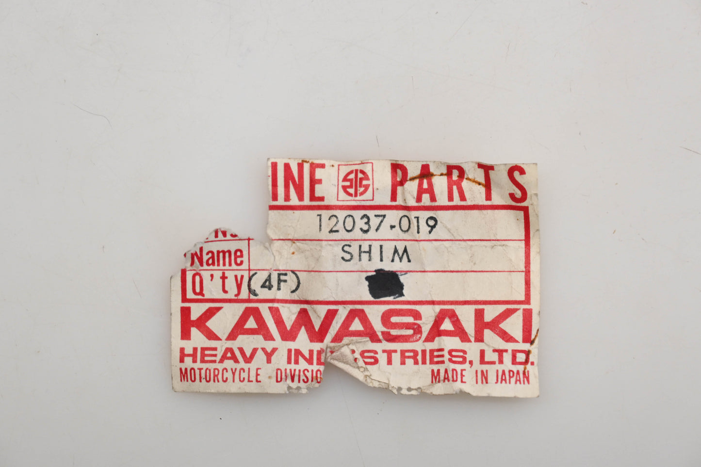 New OEM Kawasaki 12037-019 Tappet Shim 2.90T Qty 1 NOS