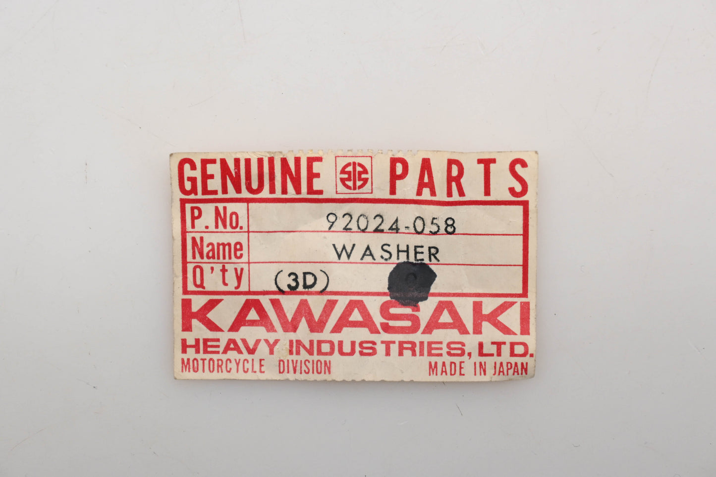 New OEM Kawasaki 92024-058 Oil Pump Lock Washer Qty 1 NOS