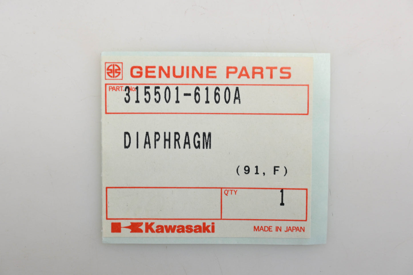 New OEM Kawasaki 315501-6160A Diaphragm Qty 1 NOS