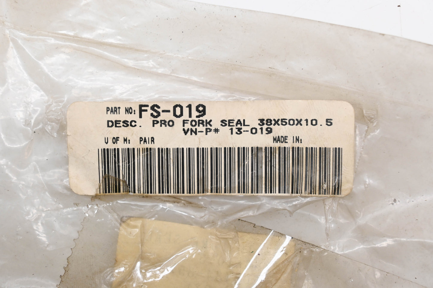 Arusu 13-019, FS-019, 91255-KA3-701 Fork Seal Kit 38x50x10.5 Qty 1 NOS