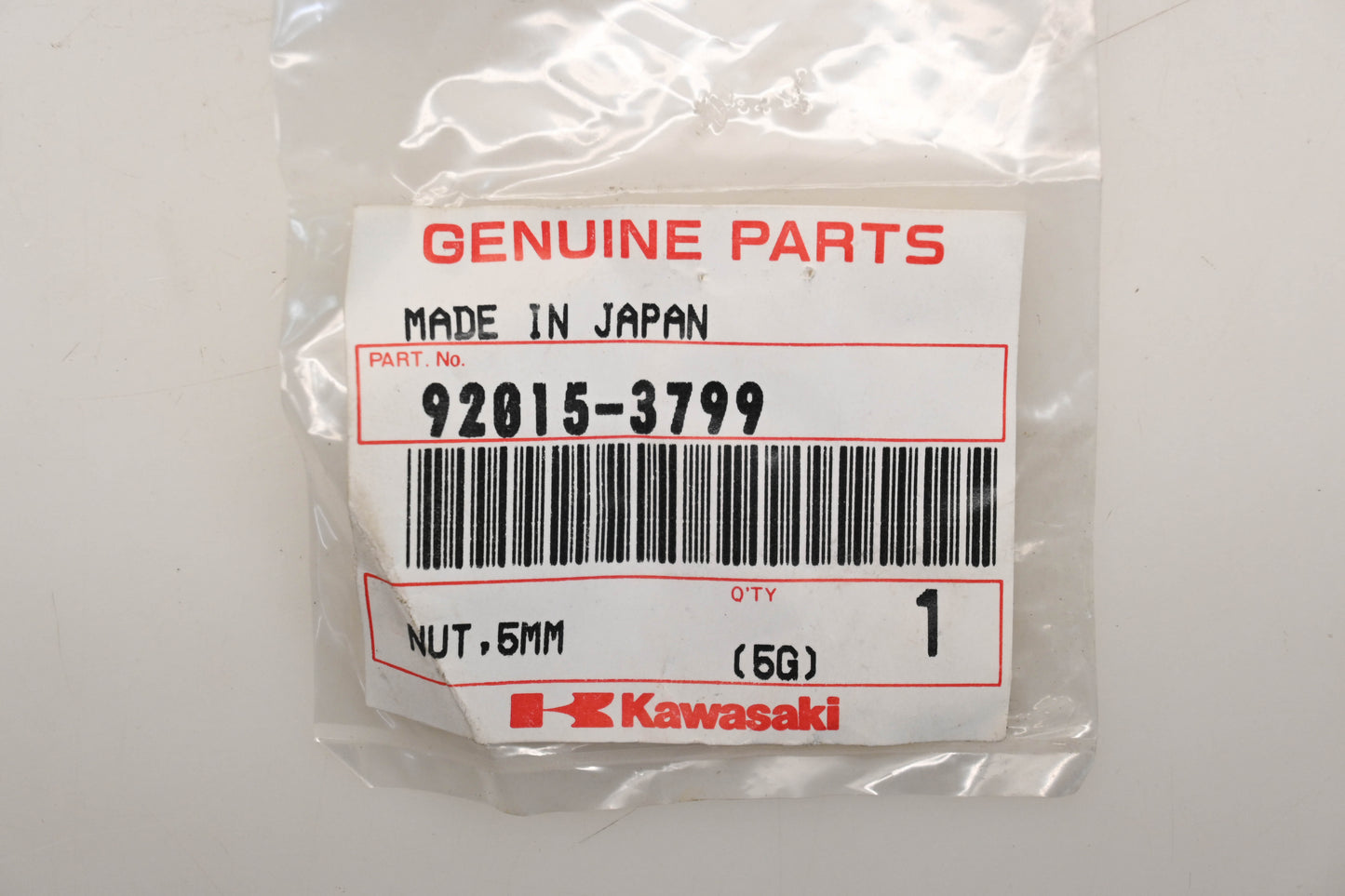 New OEM Kawasaki 92015-3799 Nut 5MM Qty 1 NOS