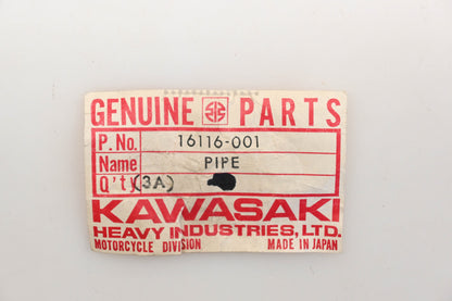 New OEM Kawasaki 16116-001 Fuel Overflow Pipe Qty 1 NOS