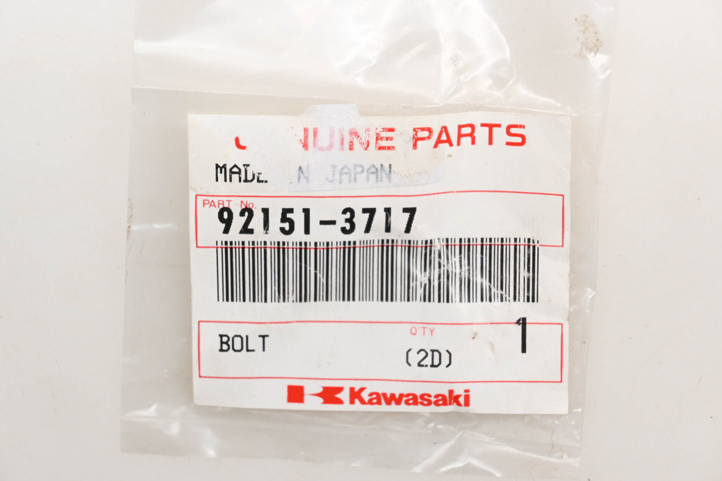 New OEM Kawasaki 92151-3717 Bolt Qty 1 NOS
