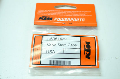 OEM KTM U6951439 Orange Valve Stem Caps NOS