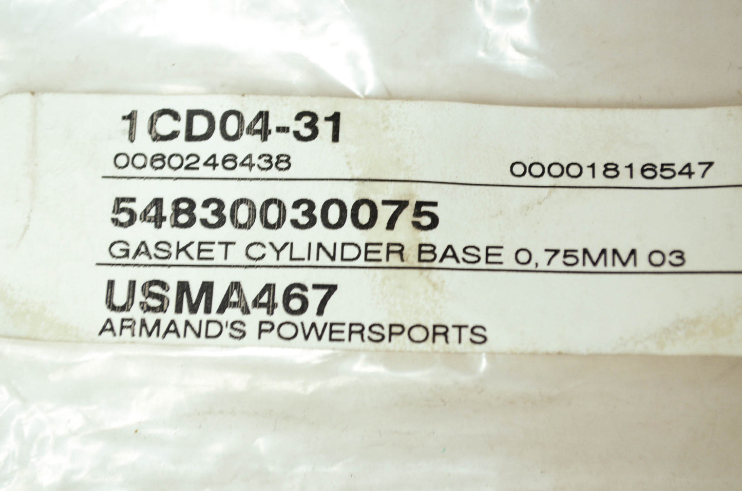 OEM KTM 54830030075 Cylinder Base Gasket 0.75mm NOS