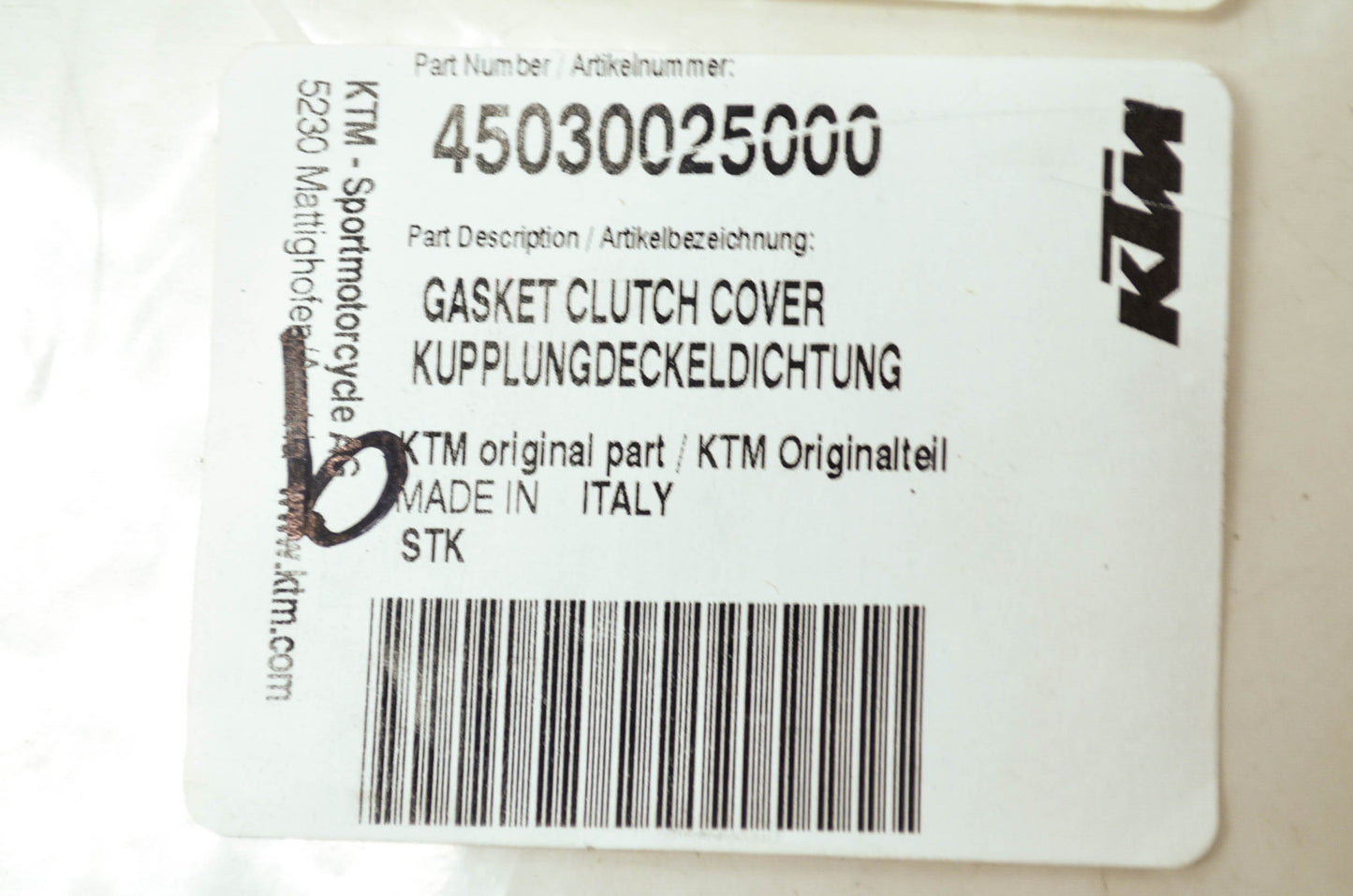 NEW OEM KTM Clutch Cover Gasket 50 JR SR SX SXR Mini Adventure 45030025000 NOS