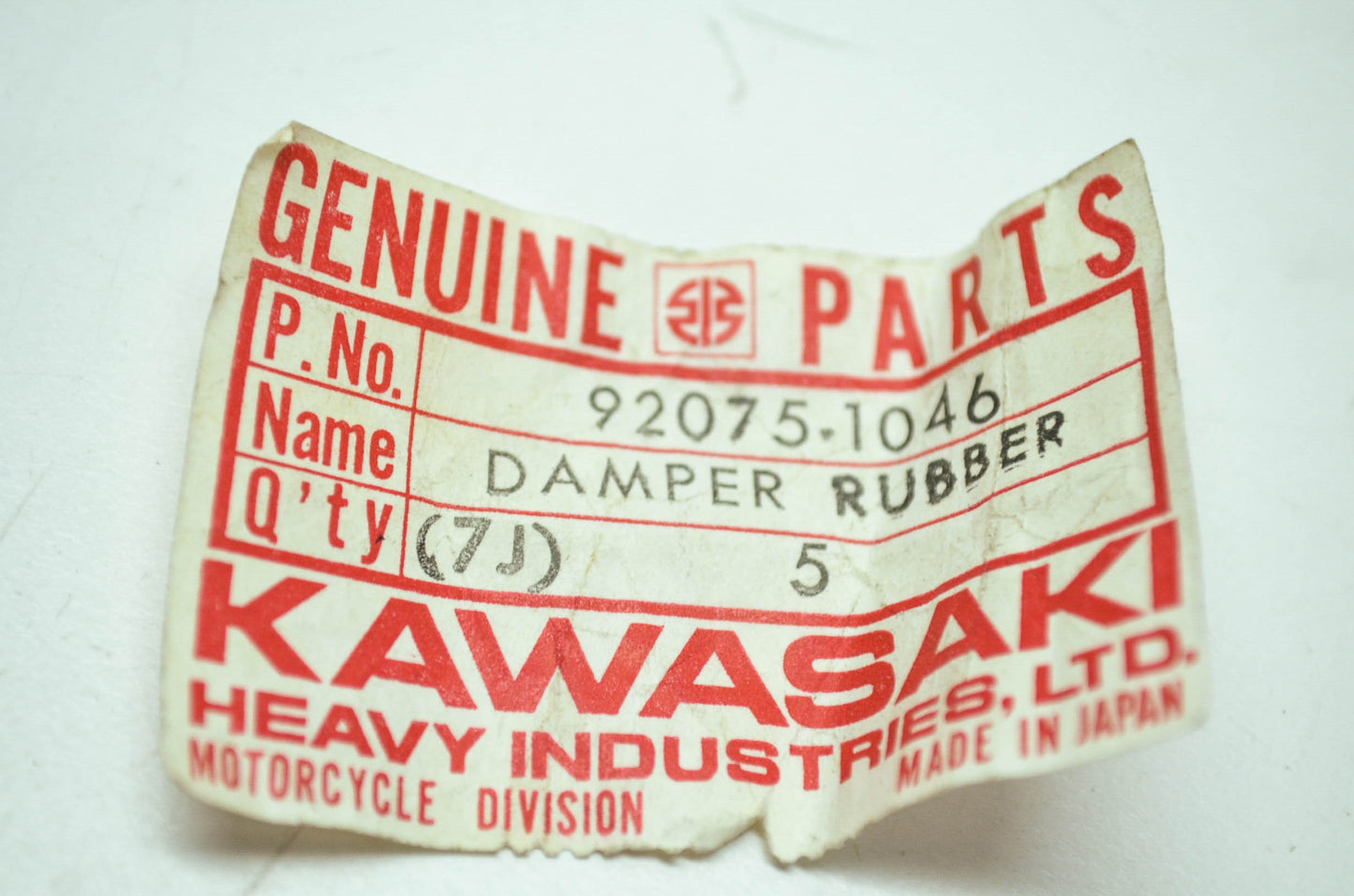 OEM Kawasaki 92075-1046 Rubber Damper NOS