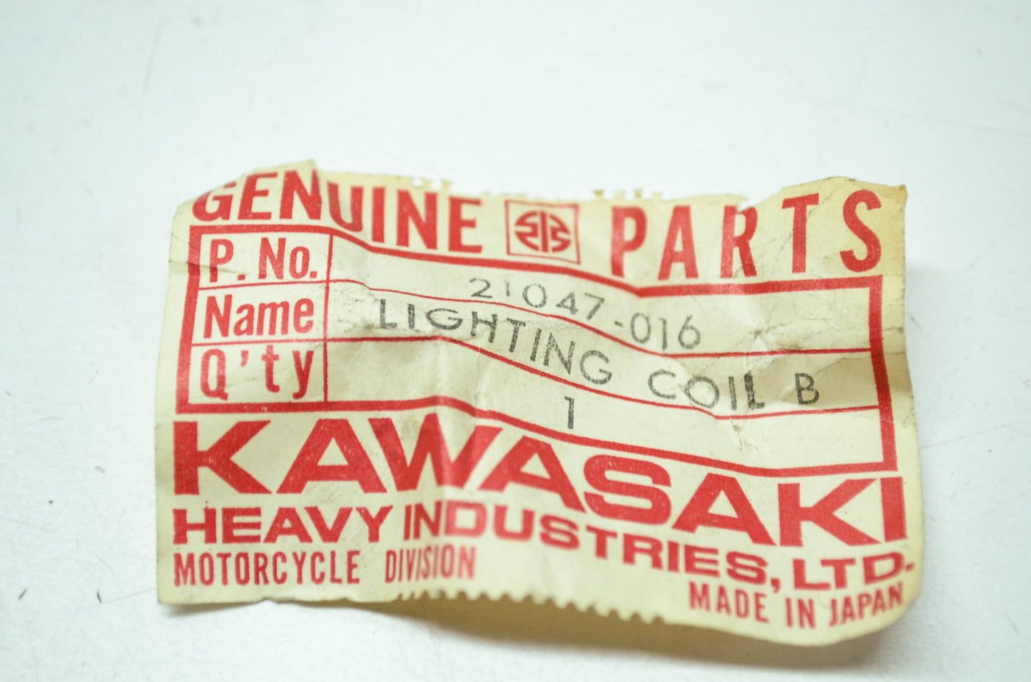 OEM Kawasaki 21047-016 Lighting Coil B NOS