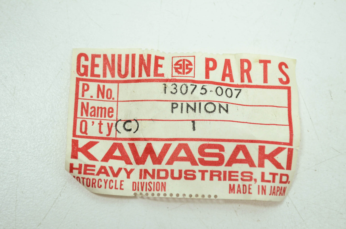 OEM Kawasaki 13075-007 Kickstarter Pinion NOS