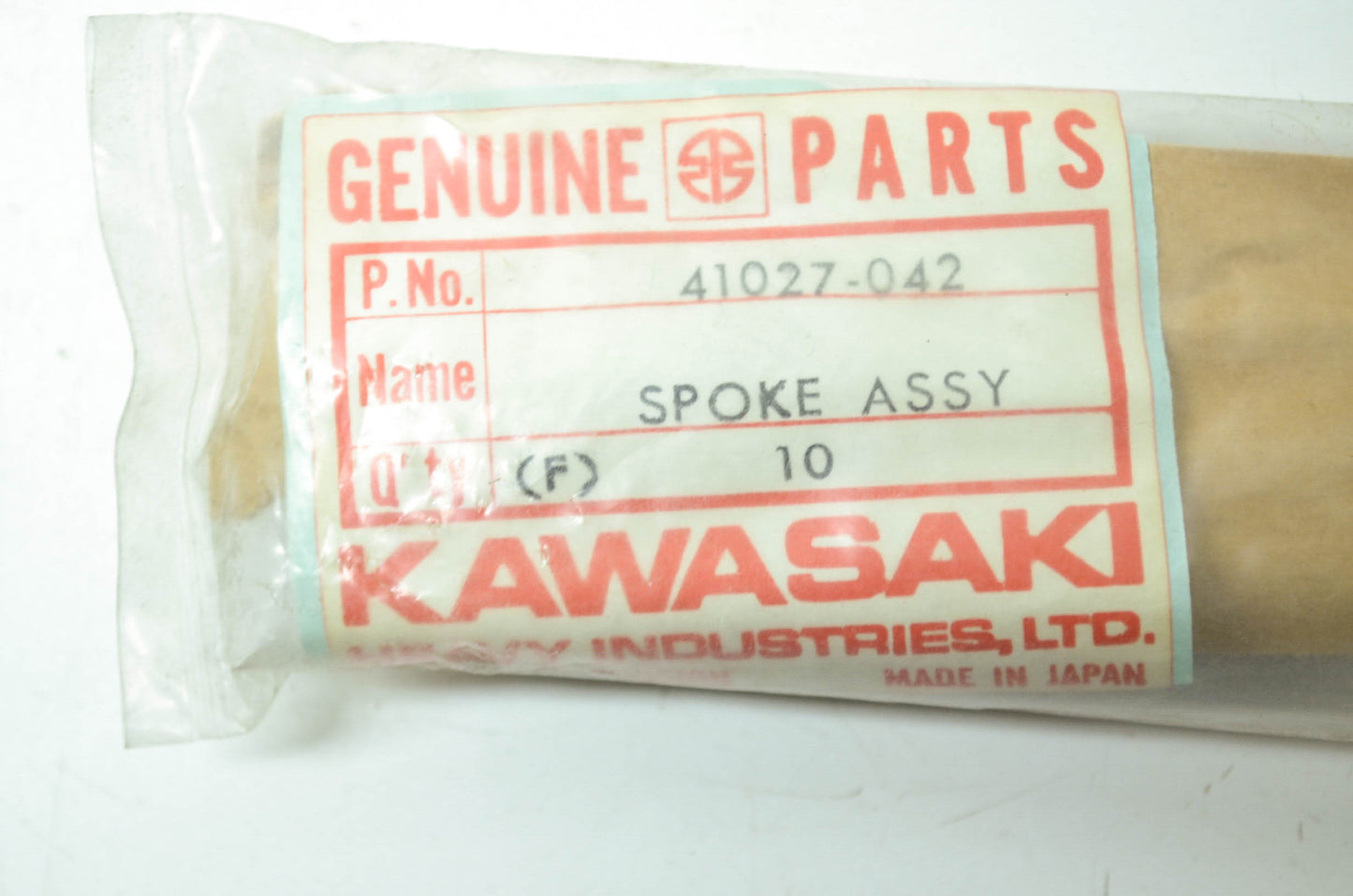 OEM Kawasaki 41027-042 Front Inner Spoke Assembly Qty 10 NOS