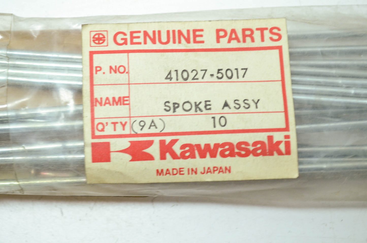OEM Kawasaki 41027-5017 Front Inner Left Spoke Assembly Qty 10 NOS
