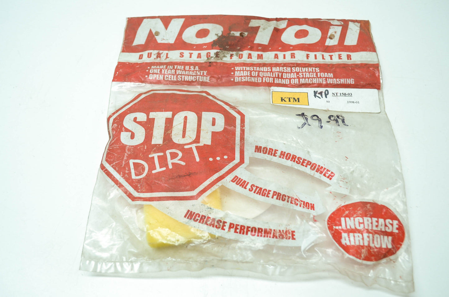 NEW OEM KTM No-Toil Air Filter 1998-2001 50cc NT 150-03 NOS