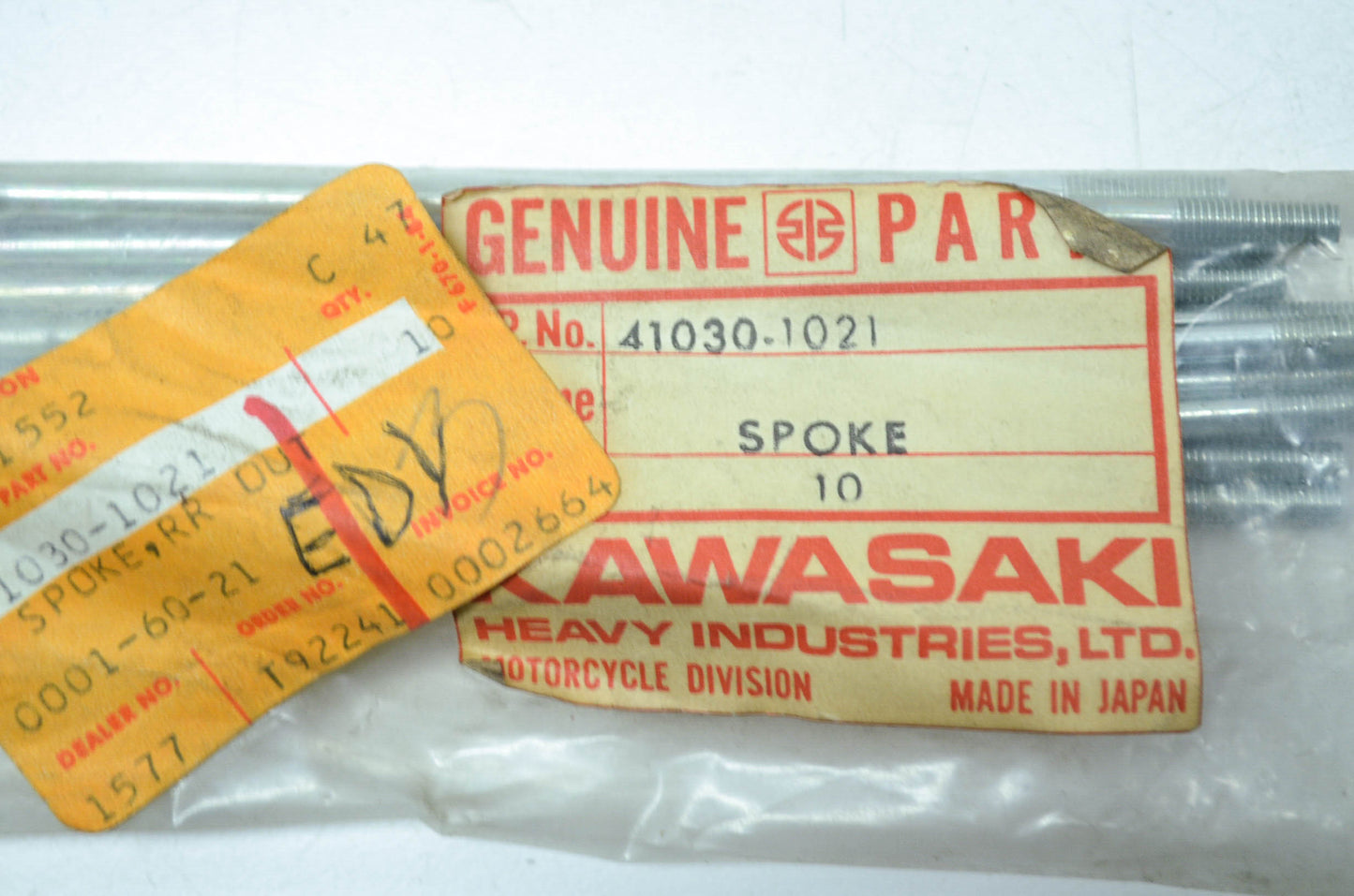 OEM Kawasaki 41030-1021 Rear Outer Spoke Qty 10 NOS