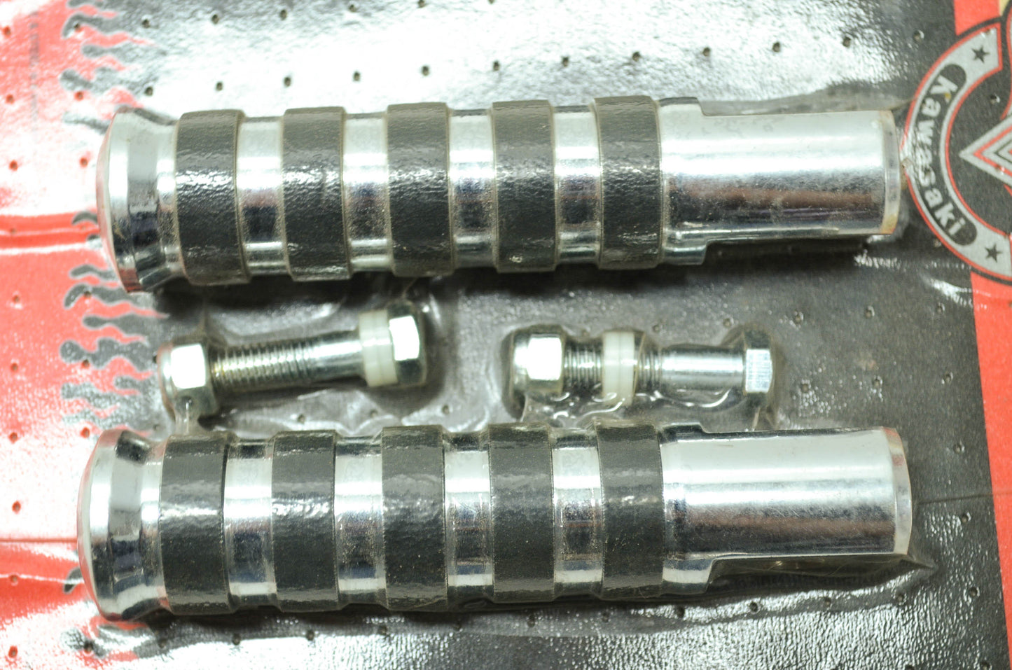 NEW OEM Kawasaki Chrome Fire & Steel Foot Pegs NOS