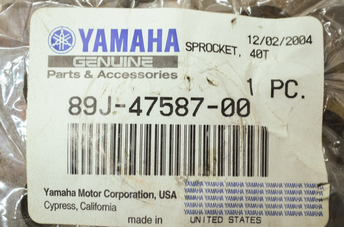 OEM Yamaha 89J-47587-00-00 Sprocket 40T NOS