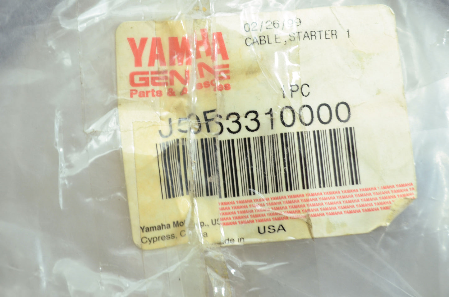 OEM Yamaha J50-F6331-00-00 Starter Cable 1 NOS