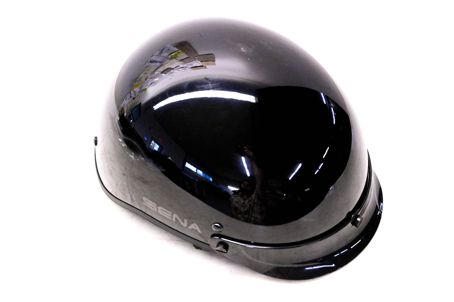 Sena Cavalry 843-01300S Small Glossy Black Bluetooth Half Helmet Assembly NOS