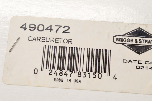 OEM Briggs & Stratton 490472 Carburetor NOS