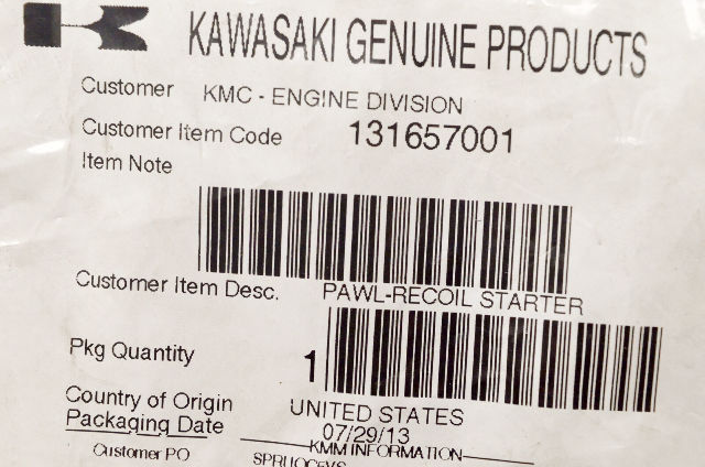 OEM Kawasaki 13165-7001 Recoil Starter Pawl NOS