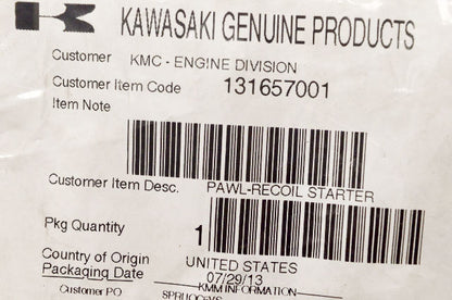 OEM Kawasaki 13165-7001 Recoil Starter Pawl NOS
