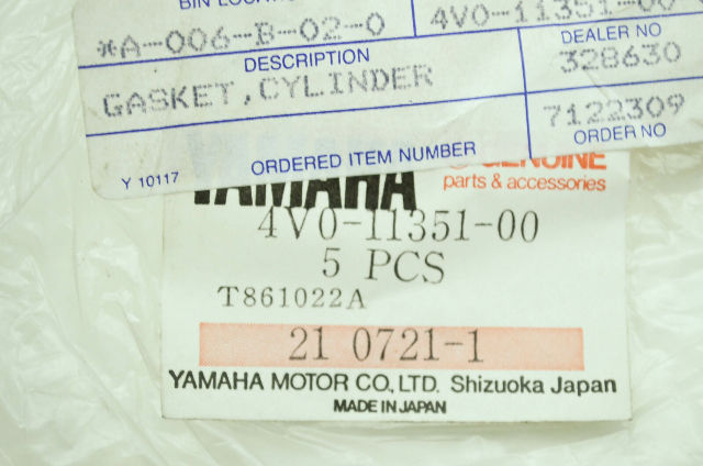 OEM Yamaha 4V0-11351-00-00 Cylinder Gasket NOS